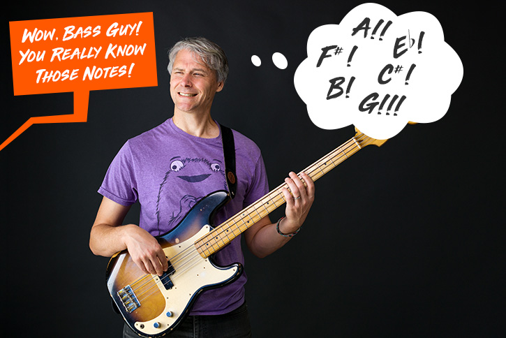 Picture of Gio holding the bass confidently